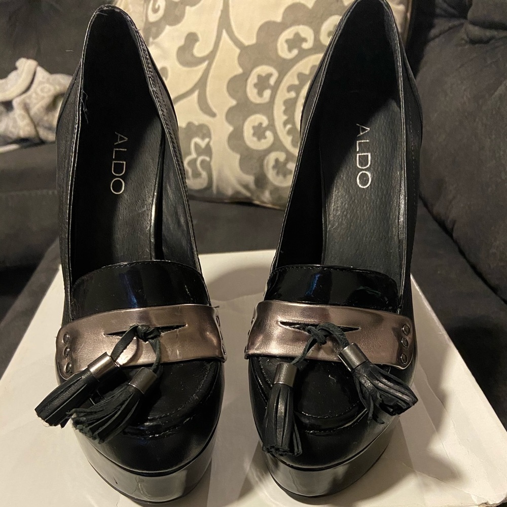 Brand New Black Tassle Aldo Heels